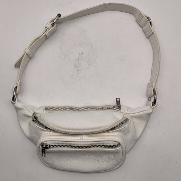 John Galt Brandy Melville White Multi Zippered Made In Italy Belt Bag Fanny Pack - Picture 13 of 13
